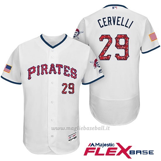 Maglia Baseball Uomo Pittsburgh Pirates 2017 Estrellas y Rayas Francisco Cervelli Bianco Flex Base